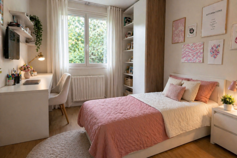 dormitorio para adolescente mujer en tonos rosa